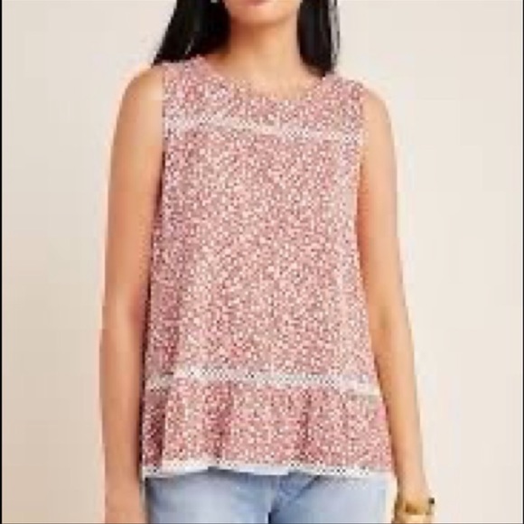 Anthropologie Tops - Anthro Maeve Open Back Tank Top Floral Red Medium
